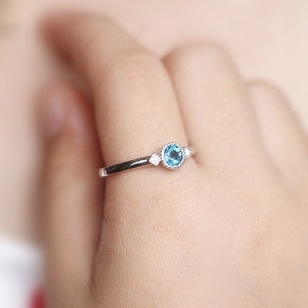 Round-Cut Light Blue CZ Crystal Ring - Picture 5 of 7